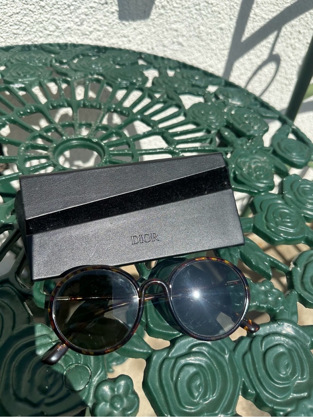 Dior Tortoiseshell Round Sunglasses with Dark Lenses